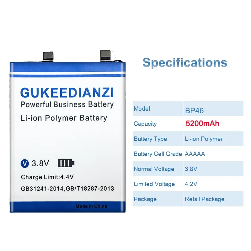 High Capacity GUKEEDIANZI Battery BP46 5200mAh For Xiaomi 12 12X for XiaoMi12 Mobile Phone Batteries