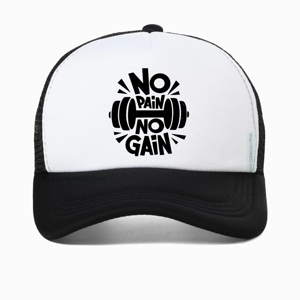 

for Men no pain no gain Print Men's baseball cap Fashion Harajuku Streetwear caps Breathable trucker hat summer sun snapback hat
