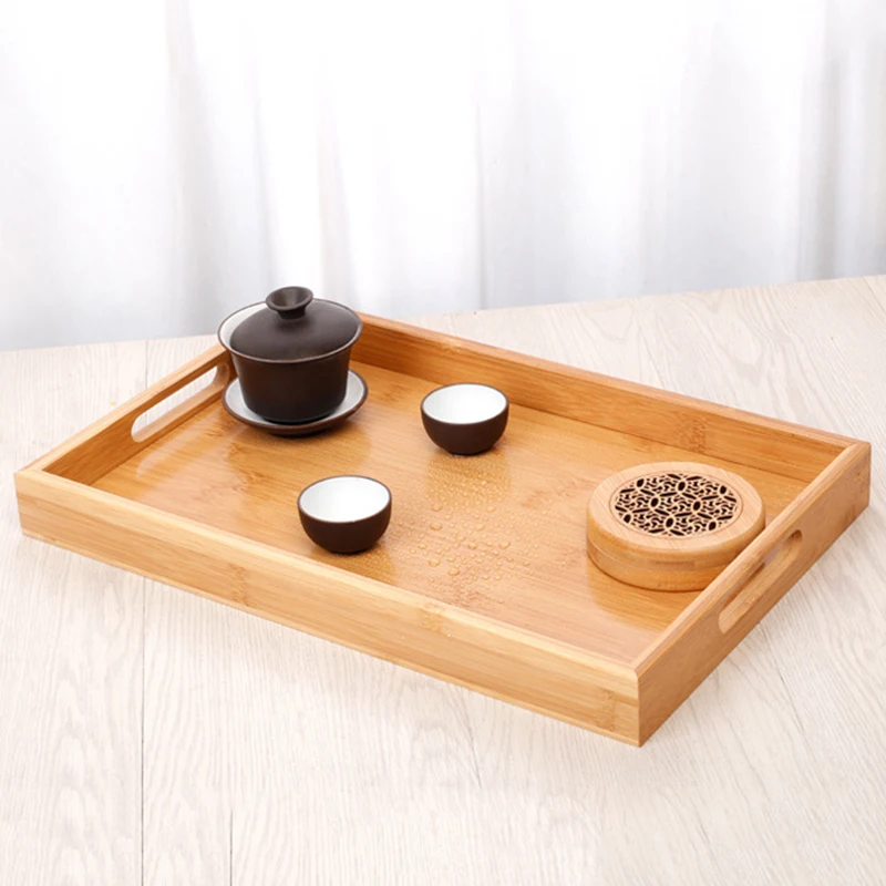 

Bamboo Wooden Rectangular Tea Tray Solid Wood s Serving Cup Hotel Dinner Plate Kung Fu Table