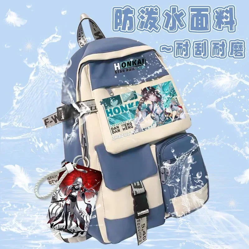 Honkai: Star Rail, mochilas escolares para estudiantes, niños y adolescentes, mochilas de Anime de gran capacidad, negro, gris, azul, 30x45x13cm