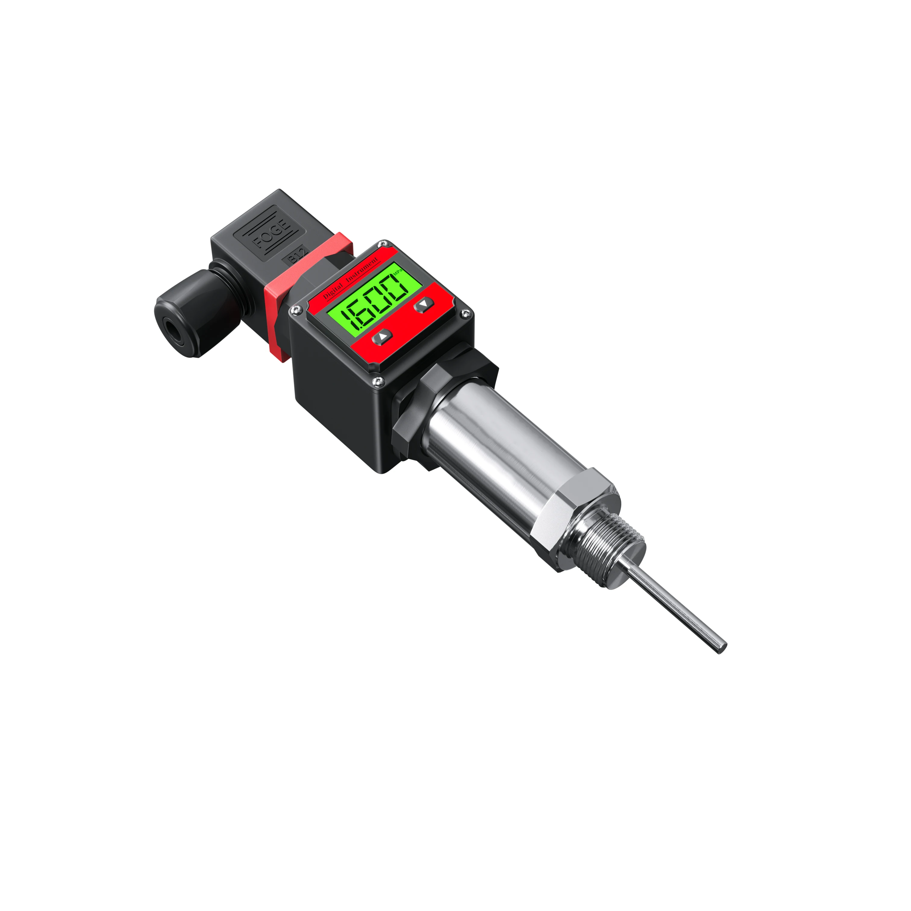 LCDディスプレイ温度伝送器 PT100センサー 4-20mA出力 24VDC プラグイン温度プローブタイプ RTD温度トランスデューサ