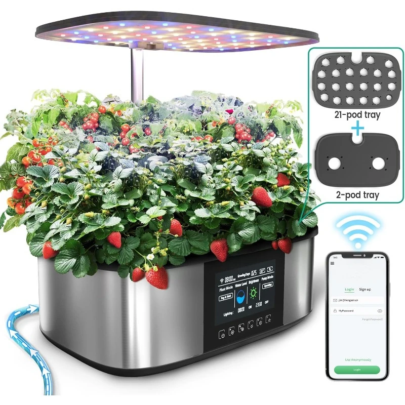 Hydroponics Growing System Kit, 21 Pods APP & WiFi Automatic Controlled Smart Indoor Garden with 36W LED Grow Light