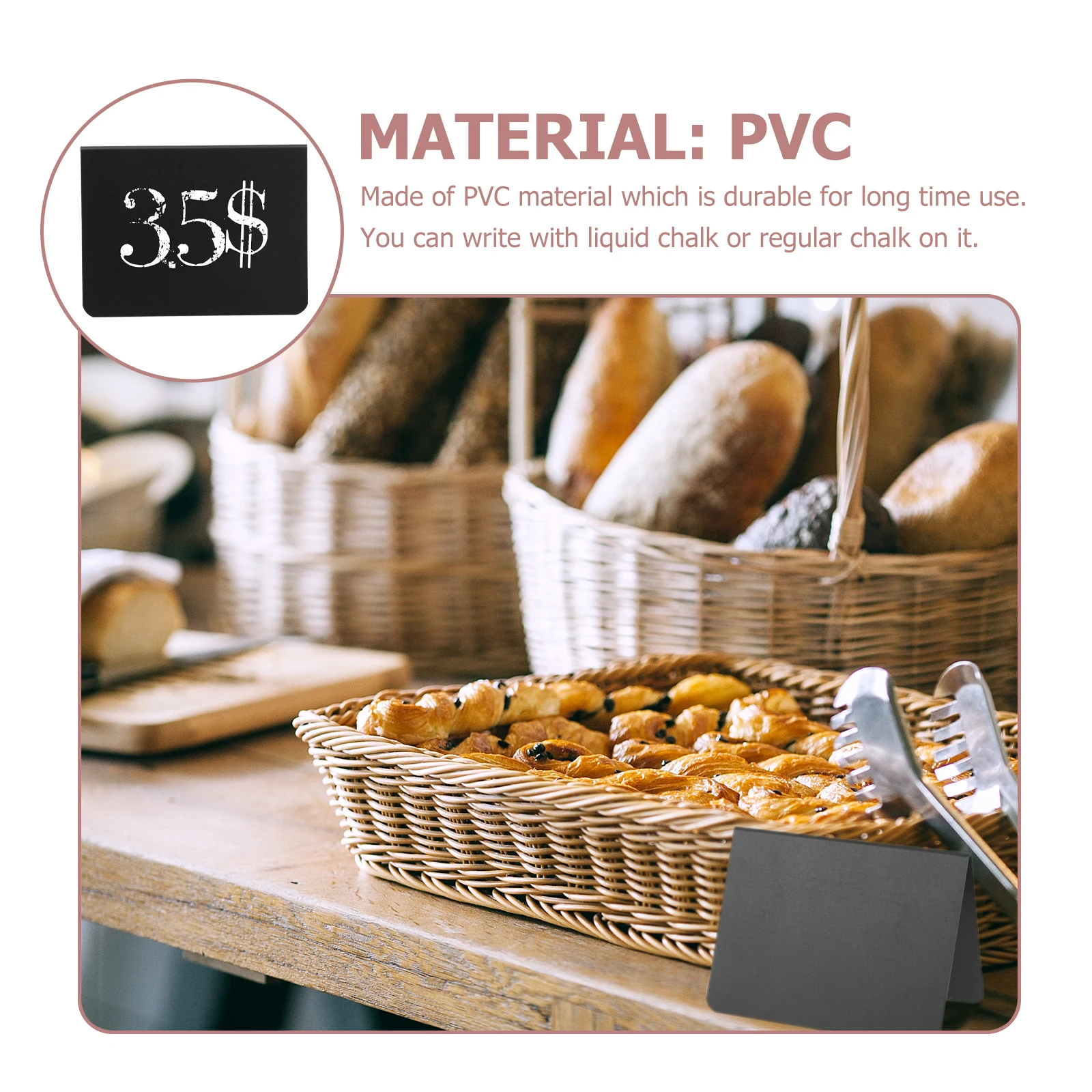 

6Pcs Mini Chalkboard Message Sign Premium PVC Standing Desktop Blackboard for Kitchen Wedding Coffee Shop Display Use