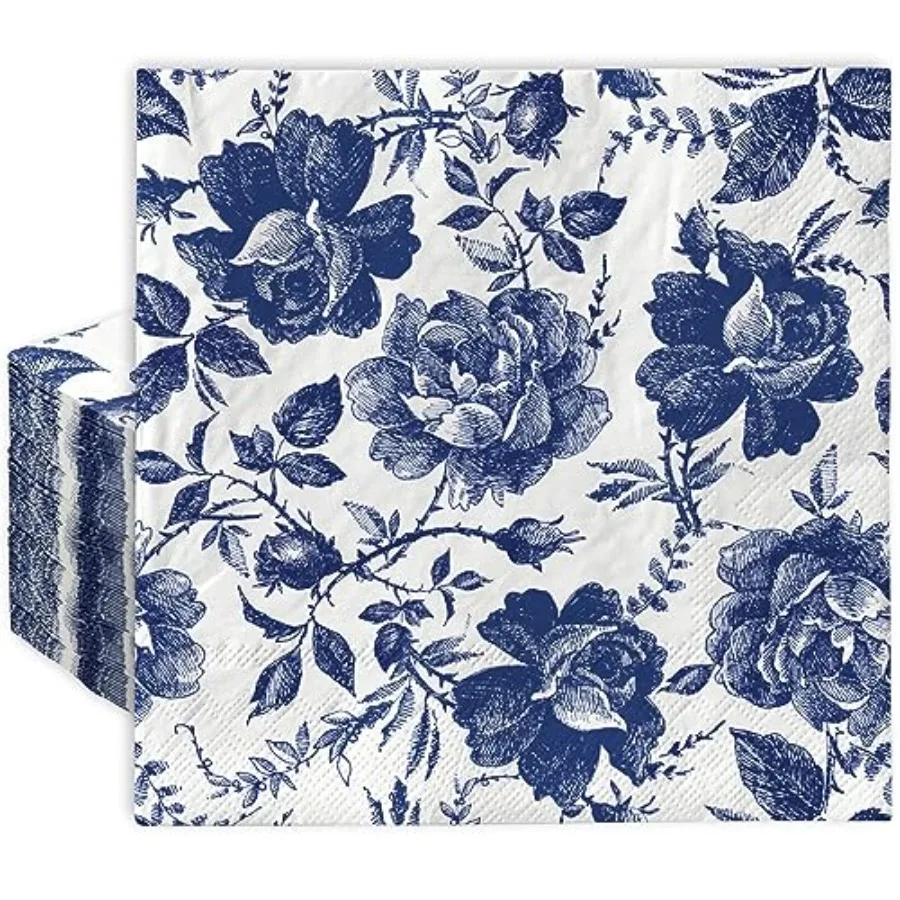 

80 шт. сине-белые фарфоровые цветочные бумажные щупы, винтажные шинуазри, цветочные щуки Luheon 6,5x6,5 Ih, ретро-цветочный десертный ужин