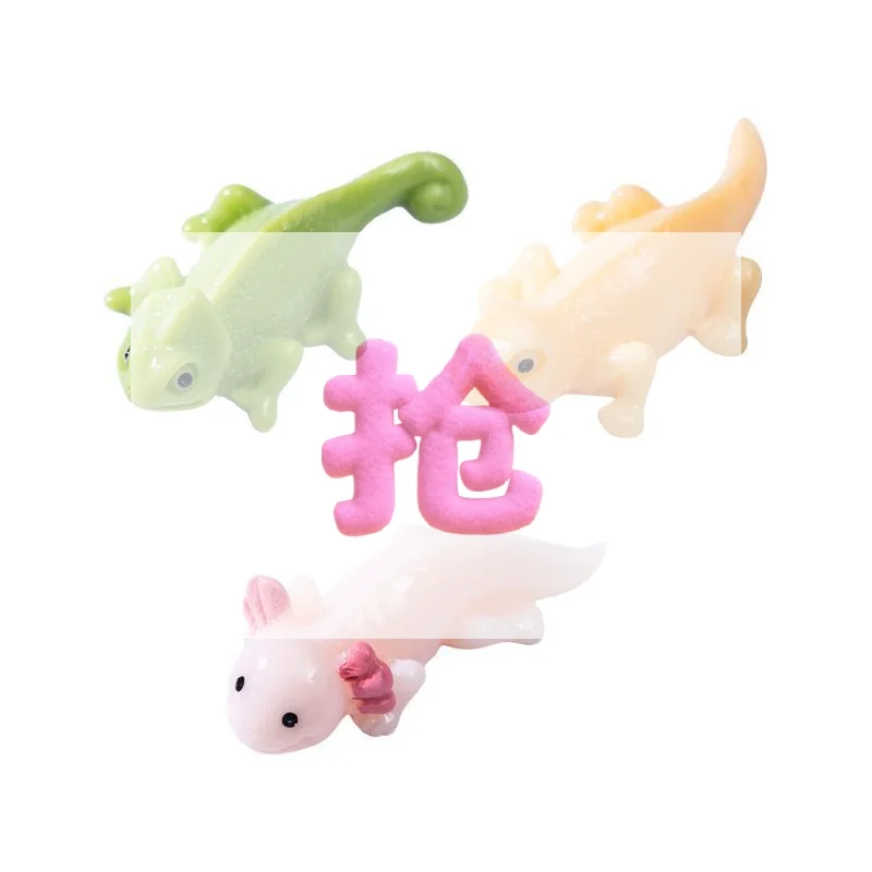 10pcs Mini Resin Axolotl, Miniature Resin Tiny Ornament Displays, Home Micro Landscape Moss Potted Plants Decor