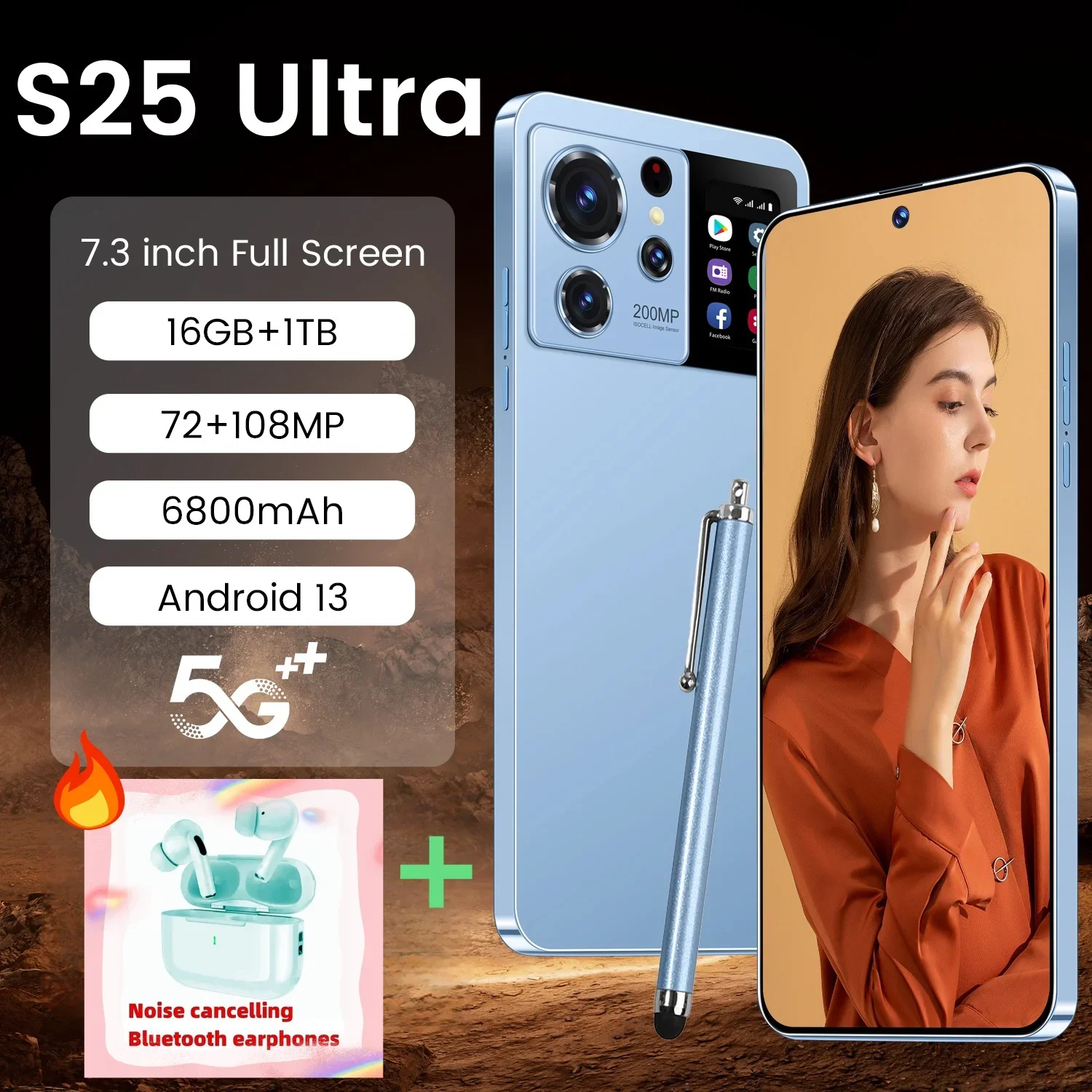 New S25 Ultra 7.3HD Cellphones Global Version 4G 5G Original Smartphone Dual SIM Android 13 Cell Phone 6800mAh Mobile Phones