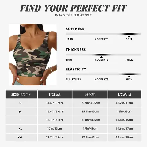 Anpassad sport-bh med hög effekt, militär kamouflage, grön brun svart, dam, armékamouflage, gymträning, yoga, crop top 6 best sales grön sport-bh - №3