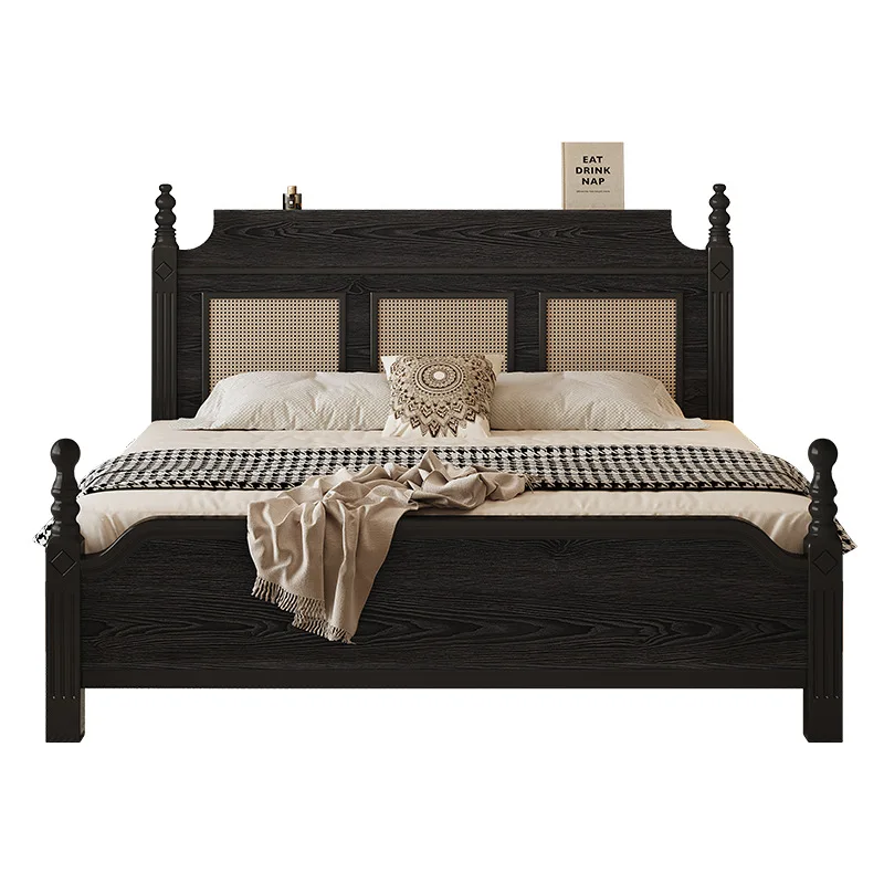 

Китайская черная королевская кровать, двуспальная кровать в домашней спальне