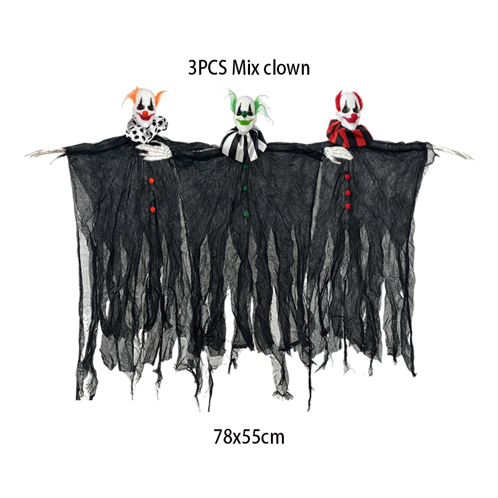 Halloween-Skelett-Clown-Dekoration, Atmosphären-Requisiten, Geist mit gruseligem schwebendem Geisterornament für Party, Zuhause, Innen- und Außenbereich, Gärten – Detail 5