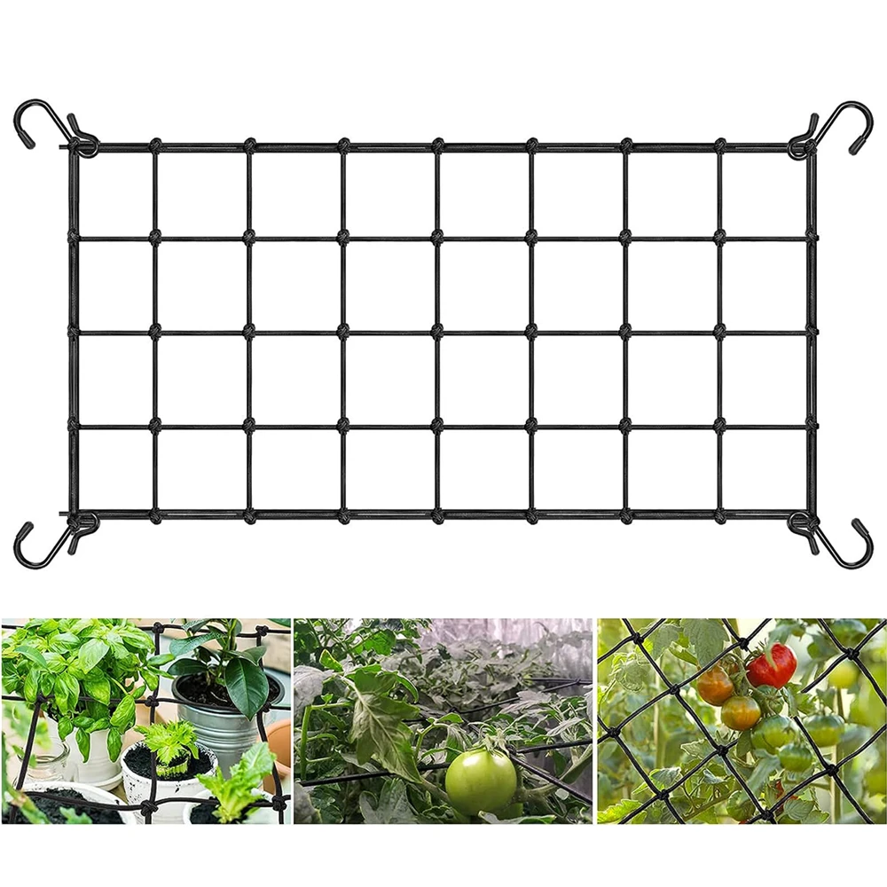 1-Pack Elastic Trellis Netting with 4 Hooks for Climbing Plants, Vegetables, Fruits, and Flowers, Heavy Duty Elastic Net