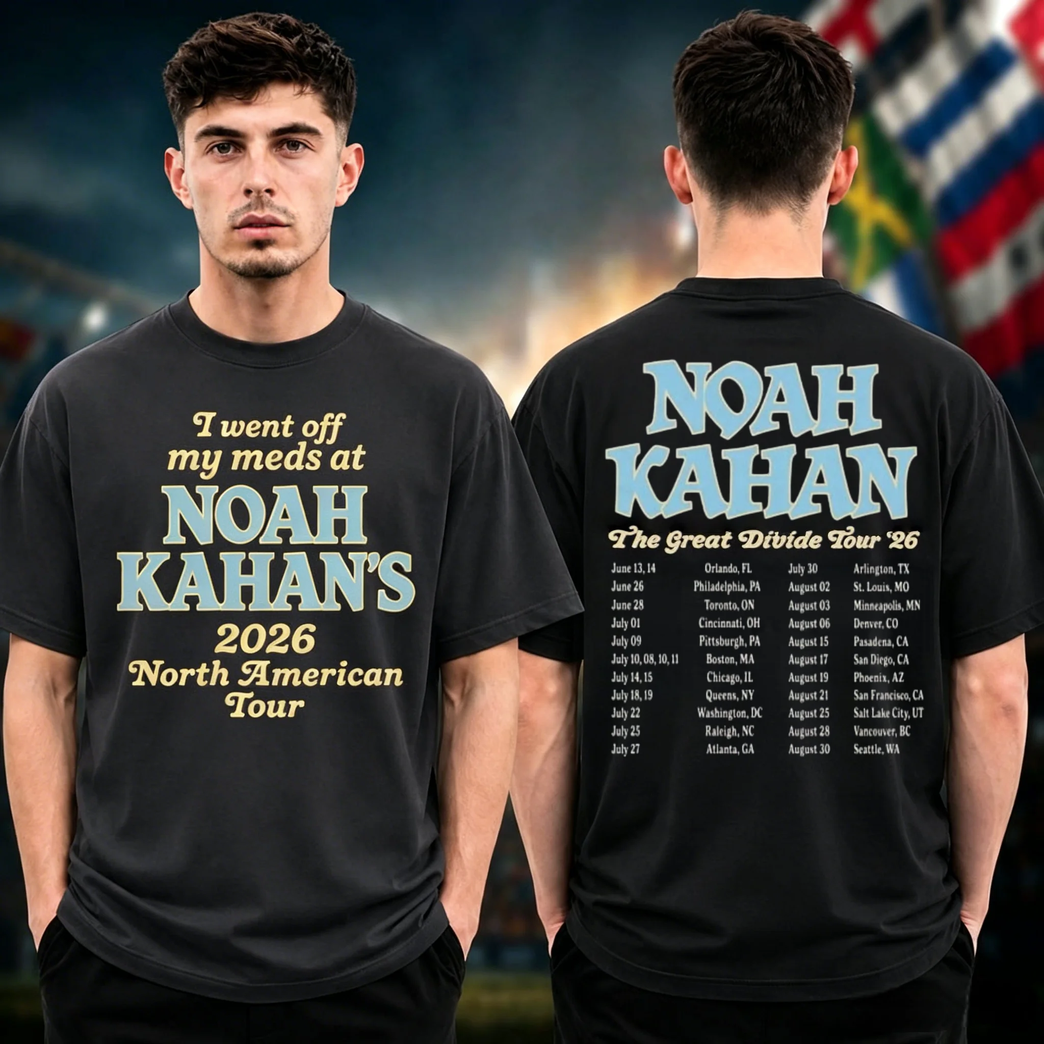 I Went Off My Meds At Noah Kahan's 2026 North American Tour Merch Tshirt 100%Cotton Men's Women's Y2k Popular Oversized Tshirt