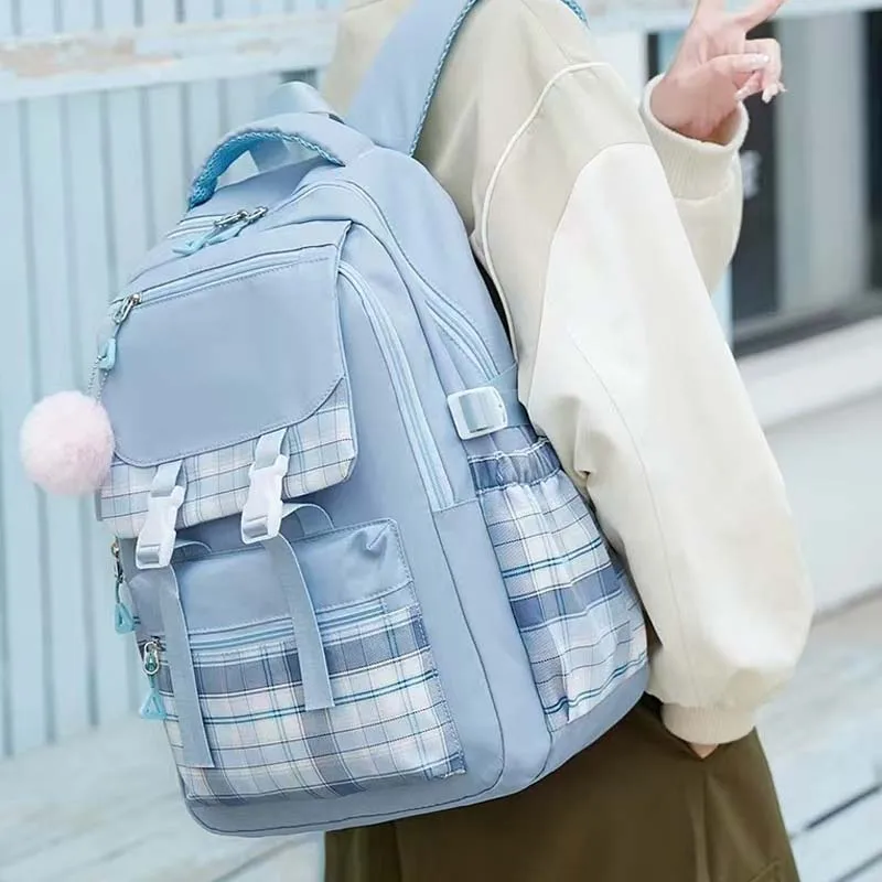 حقيبة ظهر مدرسية عالية الجمالية للفتيات المراهقات، حقيبة لطيفة بحزام مزدوج، خفيفة الوزن كاجوال للسفر للطلاب