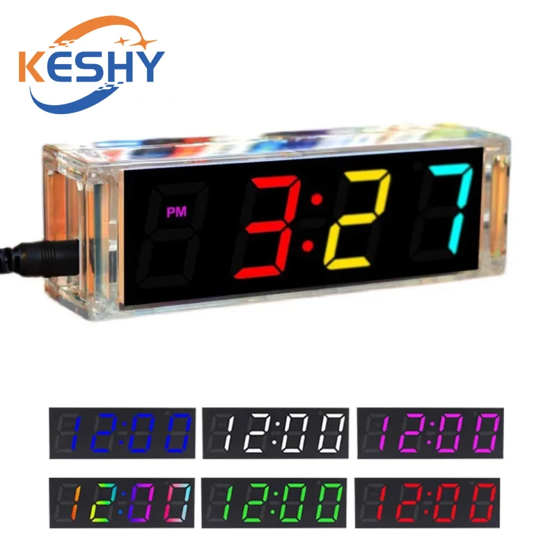 전자 시계 DIY 키트 LED 마이크로 컨트롤러 키트 디지털 시계 시간 조명 제어 온도 온도계 Diy 전자 키트