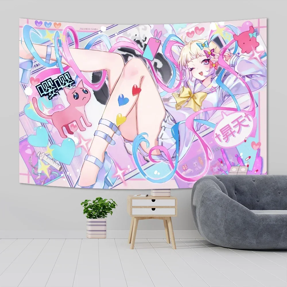Anime girl Overdose Game Chart Tapestry Home Decoration hippie bohemian decoration divination Wall Hanging Home Decor sakura