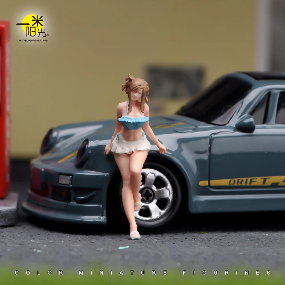 Bemalte Miniaturfigur 1/64: Sonniges, hübsches Mädchen im Bikini – Schönheit für die urbane Landschaftsgestaltung – Requisiten für Modellfahrzeuge und Deko-Puppen – Detail 6