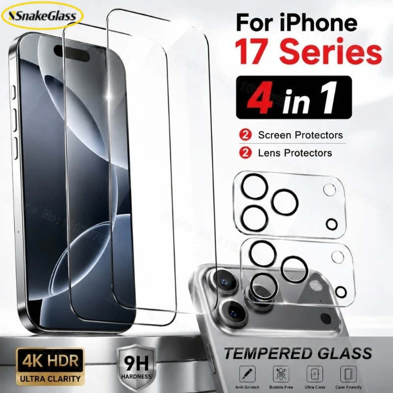

4-in-1 Set for IPhone 17 Pro Max/17 Pro/Air/17e Ultra Clear Screen Protector+Camera Protector for IPhone 17 ProMax 16 ProMax 16e