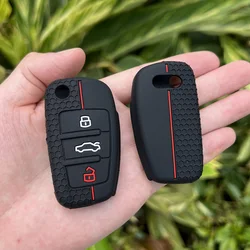 Silicone Car Key Cover Protector Case For Audi A3 A4 A5 C5 C6 8L 8P B6 B7 B8 C6 RS3 Q3 Q7 TT 8L 8V S3 Key Accessories