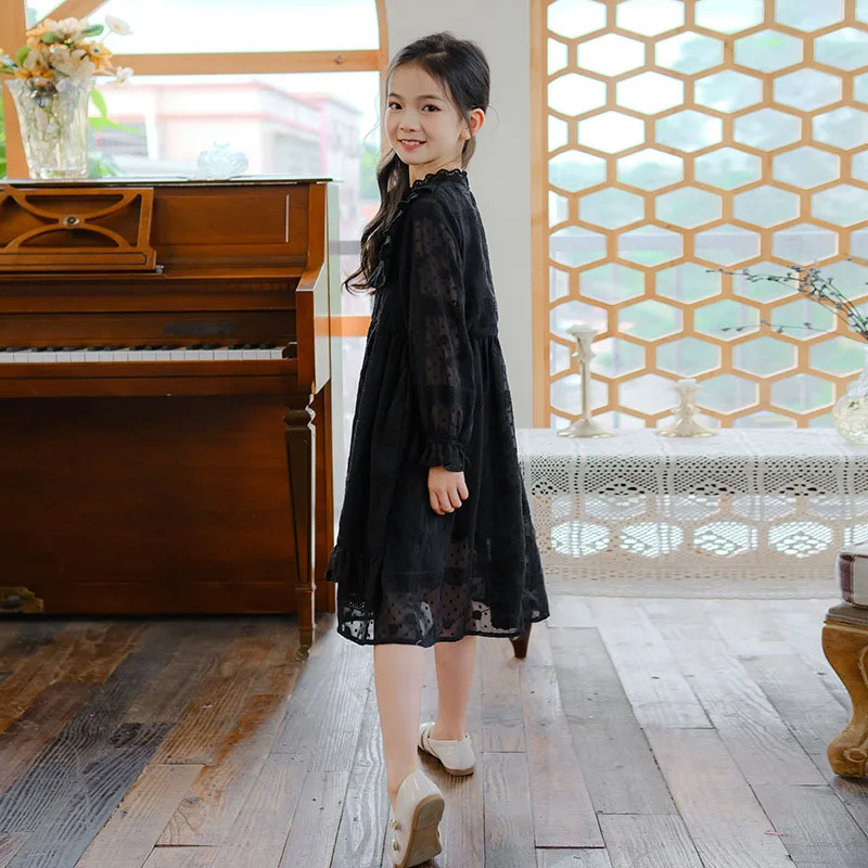 Girl Princess Dress Fall Winter 2023 Lolita Embroidery Dress for Girls Long Sleeve Children Clothing Birthday Party Vestidos