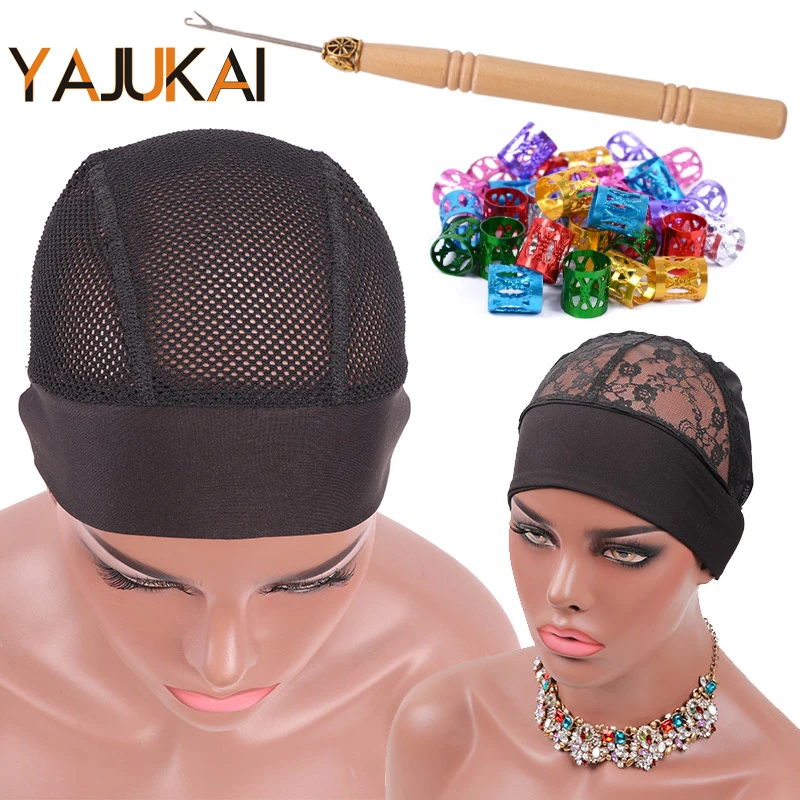 

Headband Wig Cap With Wig Holder Band Black Wig Caps For Making Wigs Spandex Dome Cap With Head Grip Cap With Adjustable Band