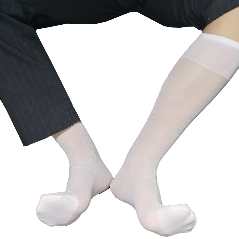 Chaussettes Sexy à Rayures pour Homme, artificiel astiques, Transparentes, pour Tenue Formelle d'Affaires, Tube Moyen, Été, 1 Paire