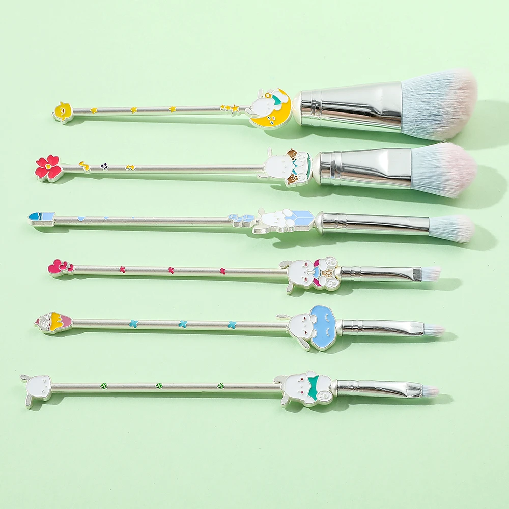 6Pcs/Set Cartoon Sanrio Makeup Brush Pochacco Portable Soft Concealer Brush Beauty Cosmetics Brush Toy Gift