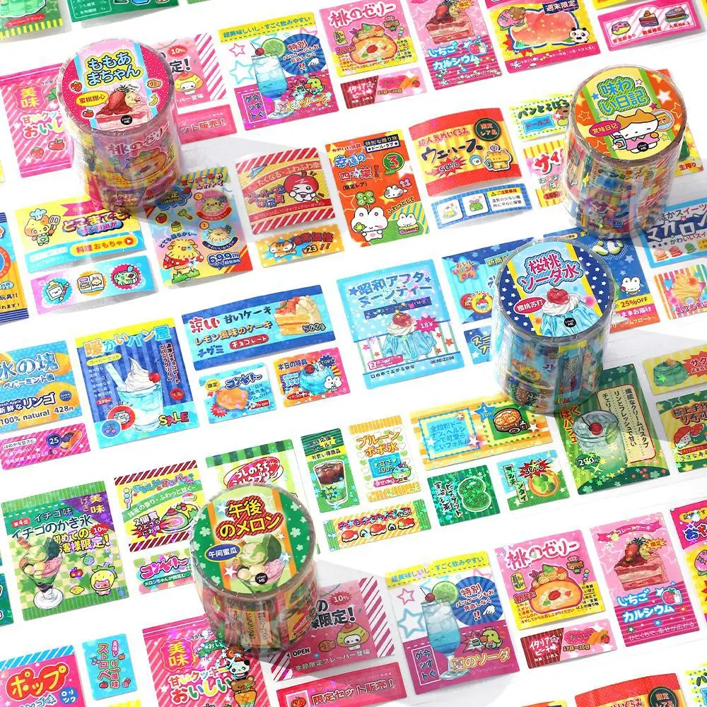Ins Japanese Cute Fruit Snacks Star Film Glitter Decoration Adhesive Tape Planner Scrapbook DIY Journal Collage Material Sticker