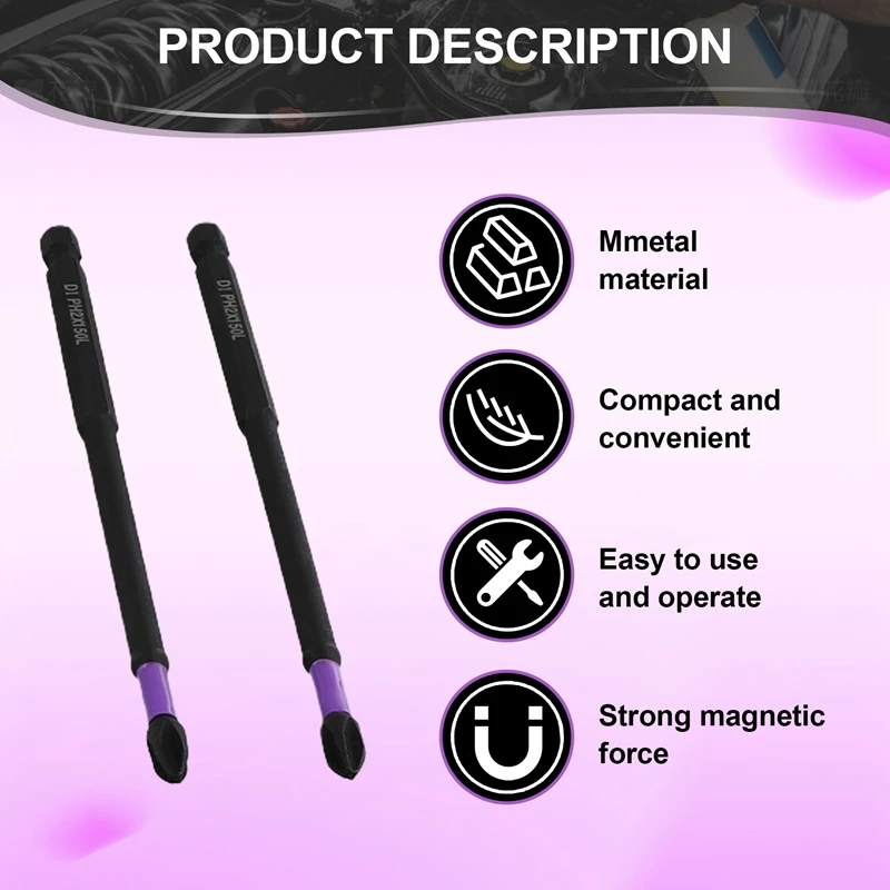 12PCS 25-150Mm Magnetic Impact Bit Anti-Slip Screwdriver Bit Set For Power Drilling