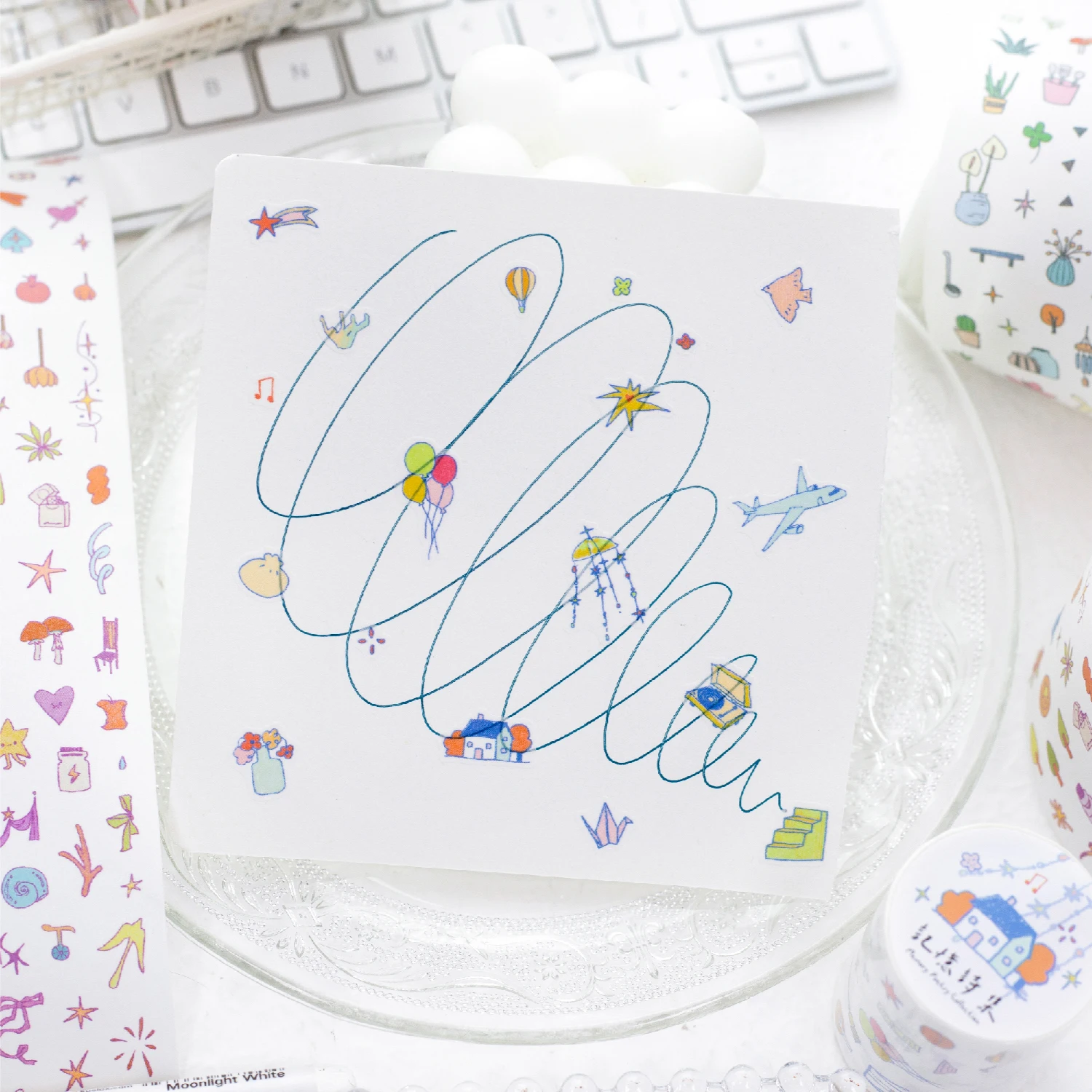 1 لفة صغيرة خربش موضوع يموت قطع الشريط لمجلة DIY سكرابوكينغ كلية جراب هاتف دفتر الديكور