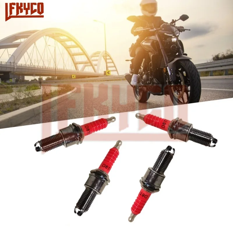 1/2/3/4PCS 3 Electrodes D8TC/D8TJC/D8EA/DR8EA Spark Plugs Ignition Candle for 125CC-200CC CG125 GY6 ATV Dirt Sparkplug Cap Moto