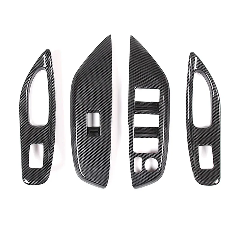 ABS Carbon Fiber Car Window Glass Lift Button Switch Trim Cover For Toyota Yaris Cross 2020-2023 Accessories RHD