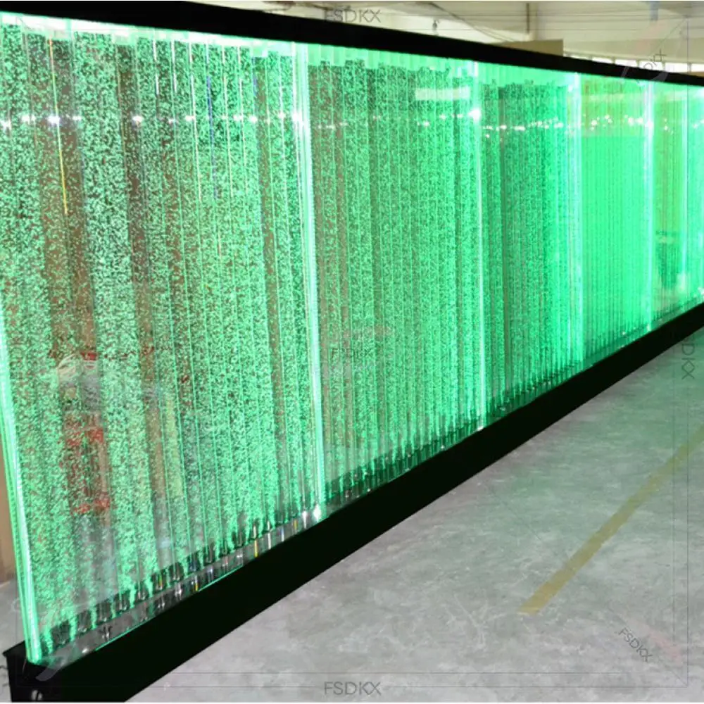 Custom Acrylic Bubble Wall Changeable Colorful Lights Air Bubble Screen Clear Acrylic Water Curtain Fountain