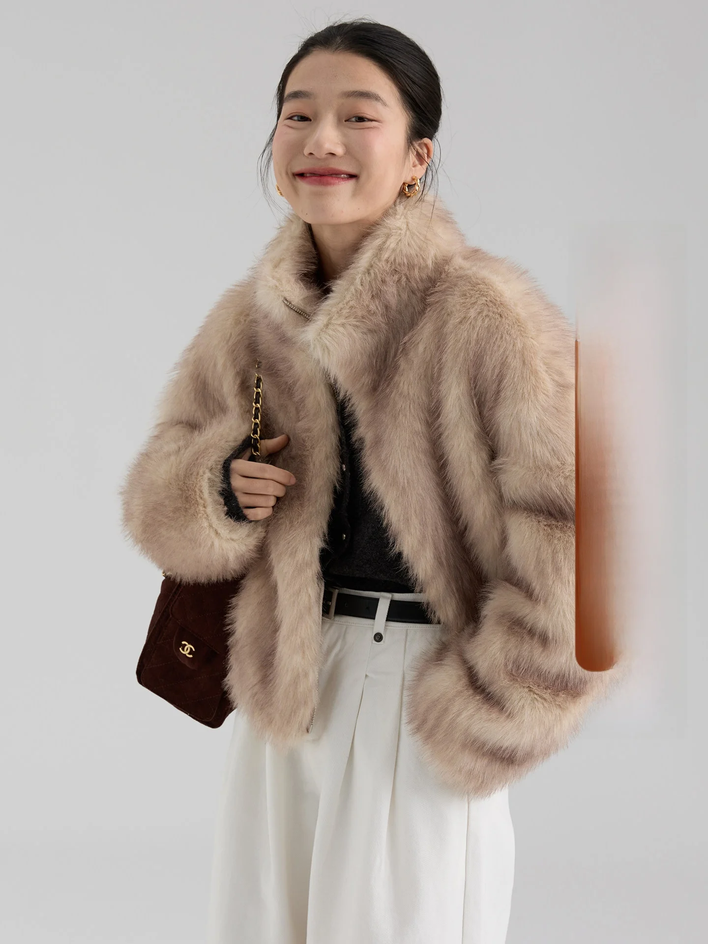 

Winter New Sle Brown Faux Fur Jaet Women's Plu Warm Top Dwind2026 Korean Version Loose Fit Long Sve Coat
