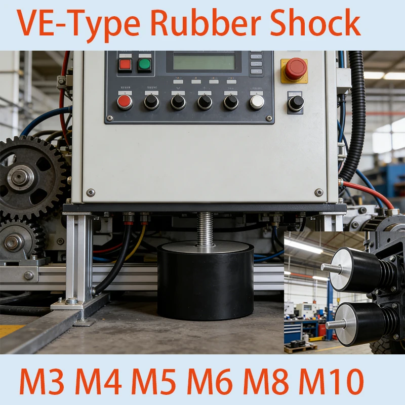 1-10Pcs VE-Type Rubber Shock Absorber M3 M4 M5 M6 M8 M10 Single Thread Male-End Isolation Mount Damper Dia 8-60mm Crash Pad