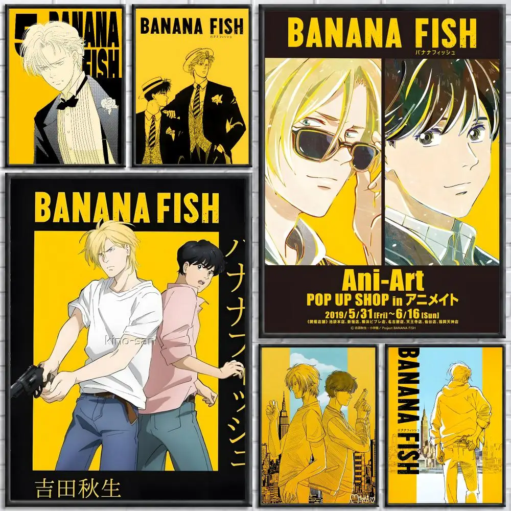 Póster de Anime Banana Fish, pegatina de pared impermeable, autoadhesiva, arte HD, decoración para dormitorio y Bar