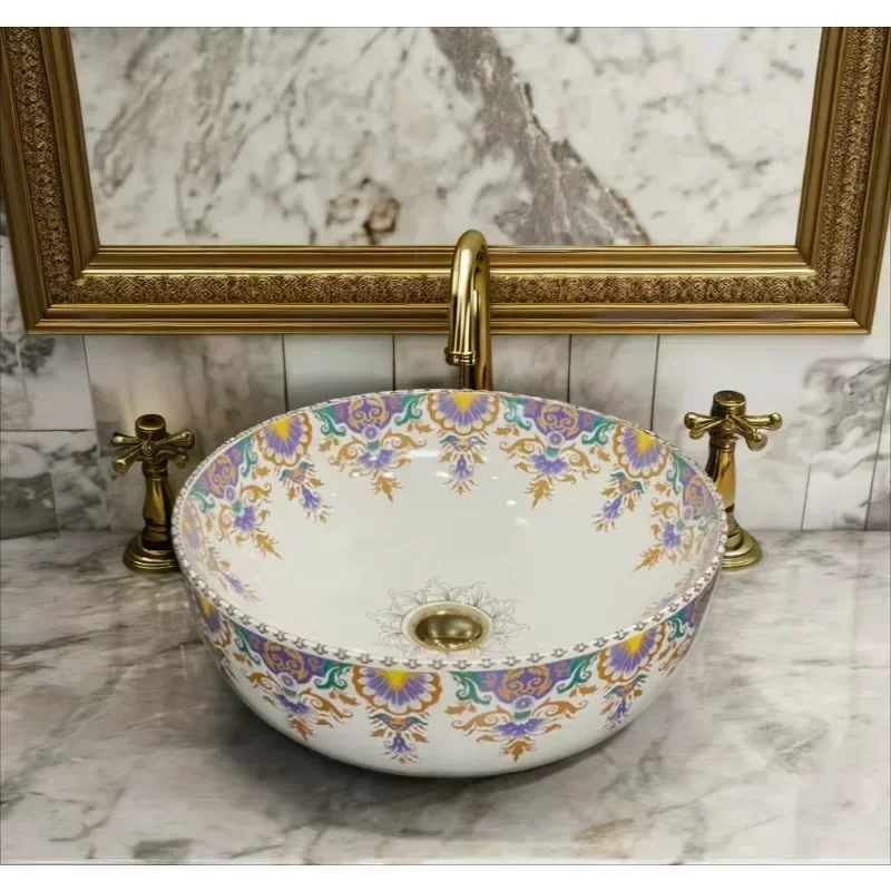 Hot SalesHot Sales Decorative Design Antique Ceramic Washbasin Unique Art Basin Washbasin Table Too For Bathroom
