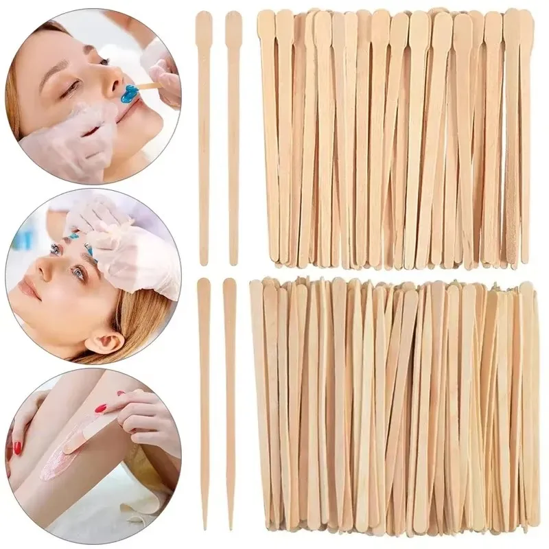 100-300Pcs Waxing Wooden Sticks Body Hair Removal Tools Irregular Applicator Strips Wax Rods Nose Hair Eyebrow Hard Wax Sticks
