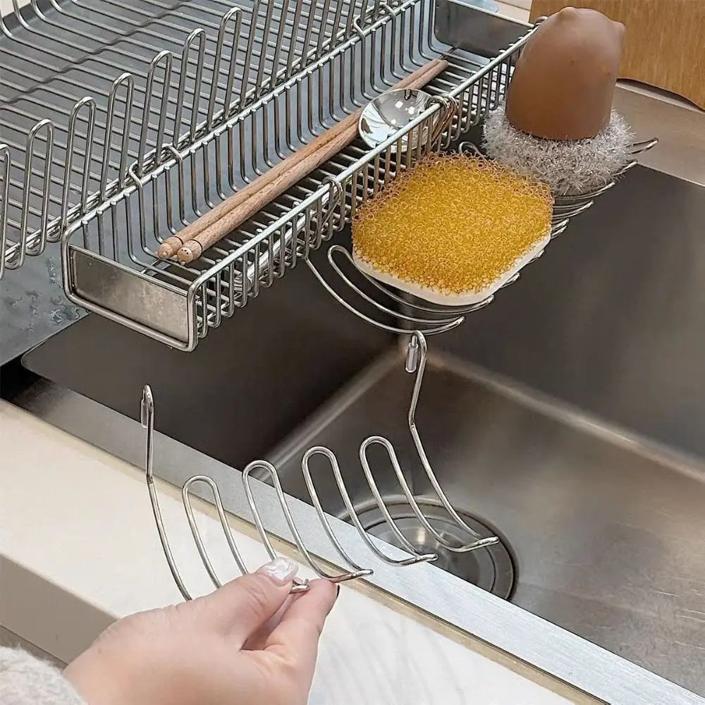 

3PCS Durable Stainless Steel Small Hanging Rack Draining Wall Mounted Draining Sponge Rack Expansion Space Soap Dish Bathroom