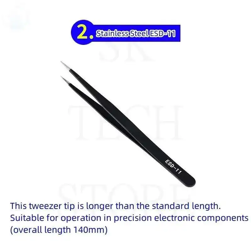 6pcs Precision Tweezers Set ESD Anti-Static Stainless Steel Tweezers Repair Tools for Electronics Repair Soldering Craft Tools