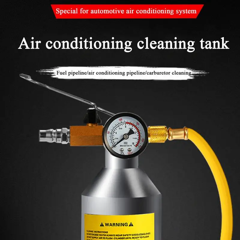 

Car Air Conditioner System AC Flush Kit Flushing Kit Air Conditioner Cleaning Bottle with Stainless Steel Canister Cleaner Tool