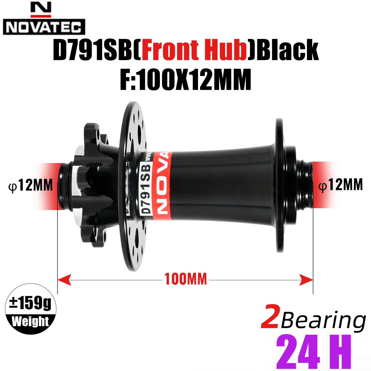 Novatec-ロードバイク用ハブd791sb/792sb,ディスク,2023x12mm,100x12mm