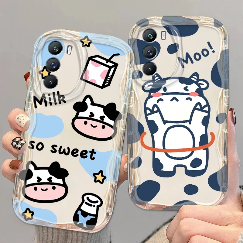 

Cow Milk Cute White For Xiaomi Mi 14 12 12T 11 Lite Poco M6 X6 X5 X4 X3 M3 F4 Pro GT NFC 5G Wave Oil Funda Phone Case