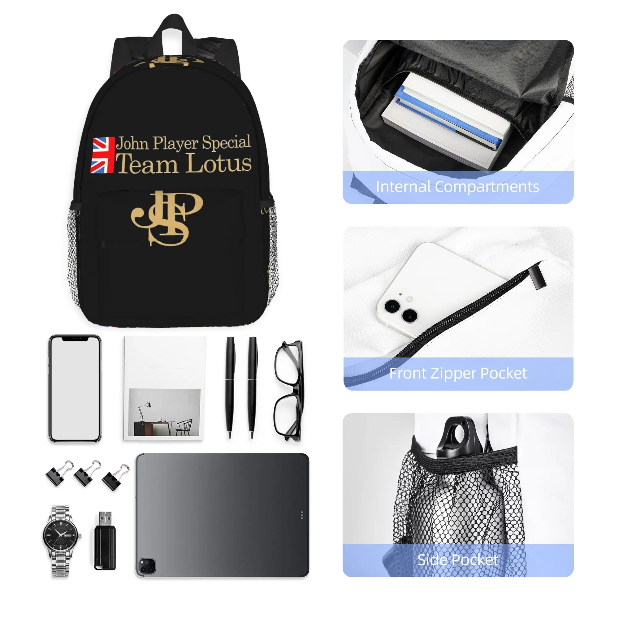 JPS John Player Special Backpack Hot Sale Daypack Large Capacity Boys Girls BookBag Shoulder Bags for Men Women School Bag