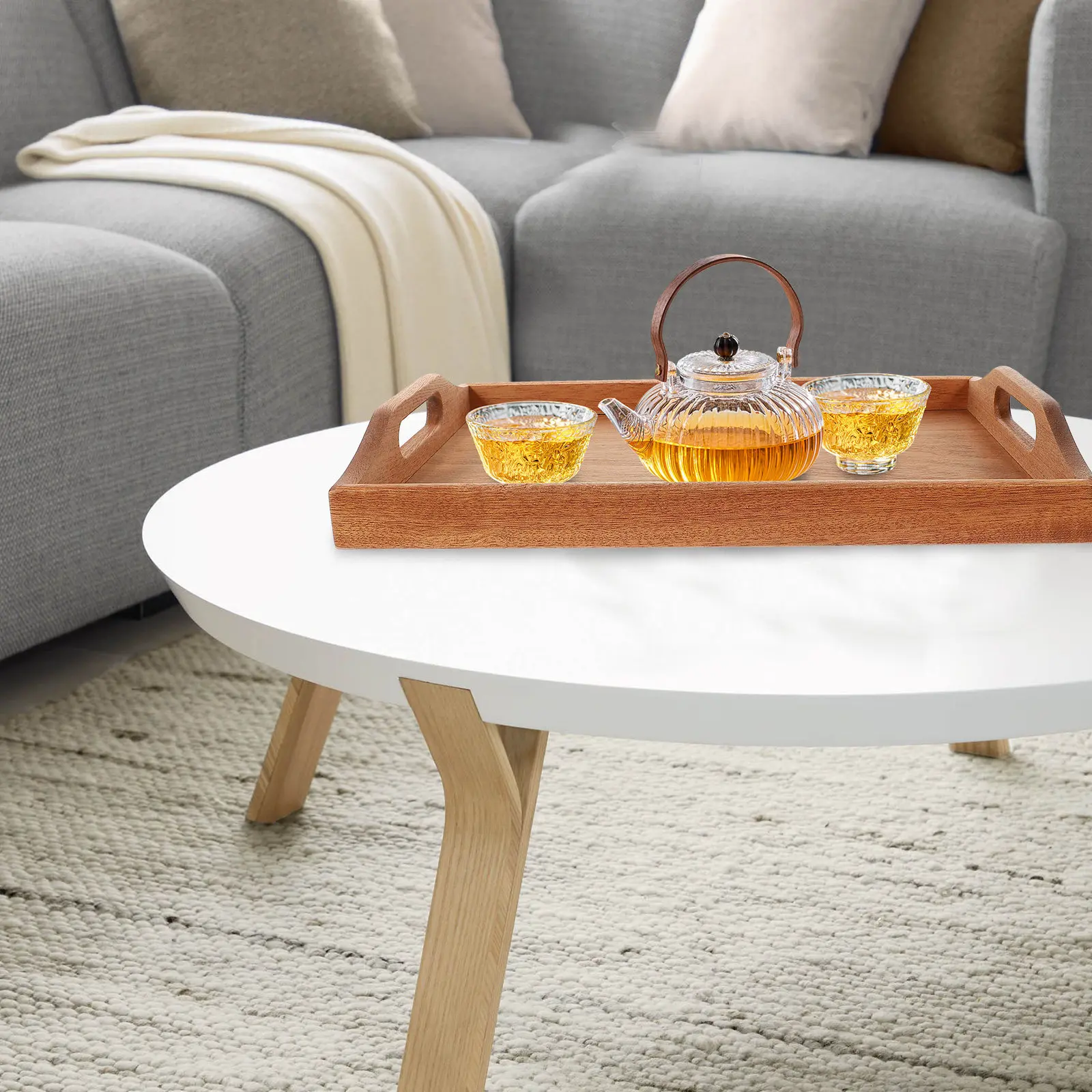 Wood Serving Tray Rectangular Natural Grain Rustic Style Food Fruit Dessert Bread Snack Storage Plate for Home Restaurant