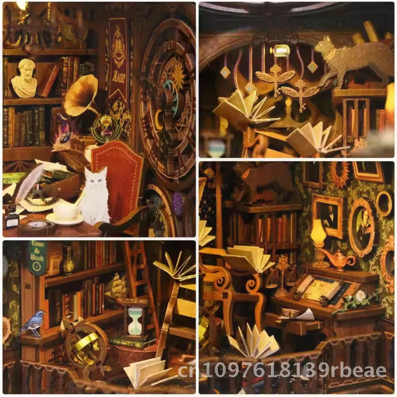 DIY المقصورة كتاب حامل لعبة اليدوية تجميعها نموذج منزل خشبي صغير اللبنات مكتبة الوقت السحري هدية للعقلية #3