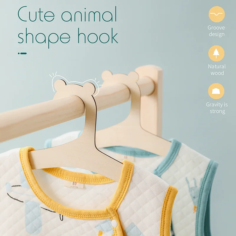 10 Pcs Creative Baby Hanger Rack Wooden Baby Clothes Bibs Hanger Home Baby Room Nursery Decor Clothes Hanger for Kids Present