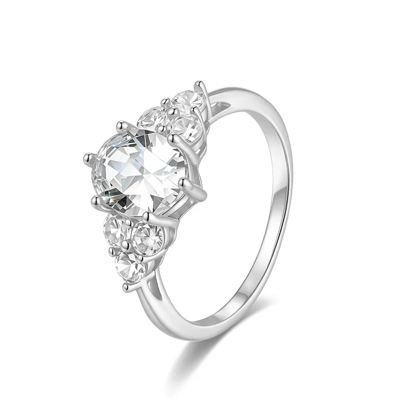 

S925 Sterling Silver Oval Micro Inlaid Diamond Ring, Engagement Ring, Wedding, Valentine's Day Gift, 2CT VVS1 D Color