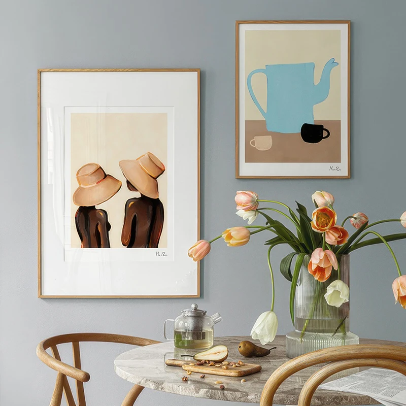 Hats Still Life Jug Female Touch Gallery Wall Vintage Art Painting on Canvas Print Decorative Poster Pictures for Living Room