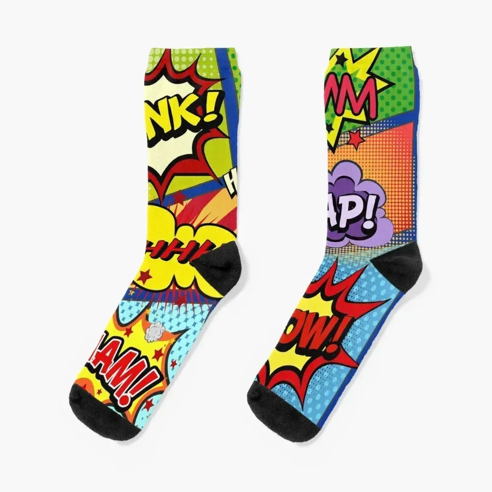 Colorful Comic Book Panels Socks New year's sports and leisure Socks Ladies Men's