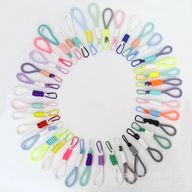 Fluorescent Mesh Woven Rope Keychain Two-Color Buckle Bag Charm for Fashion Pendant for Pants Purse DIY Decorative Accessory