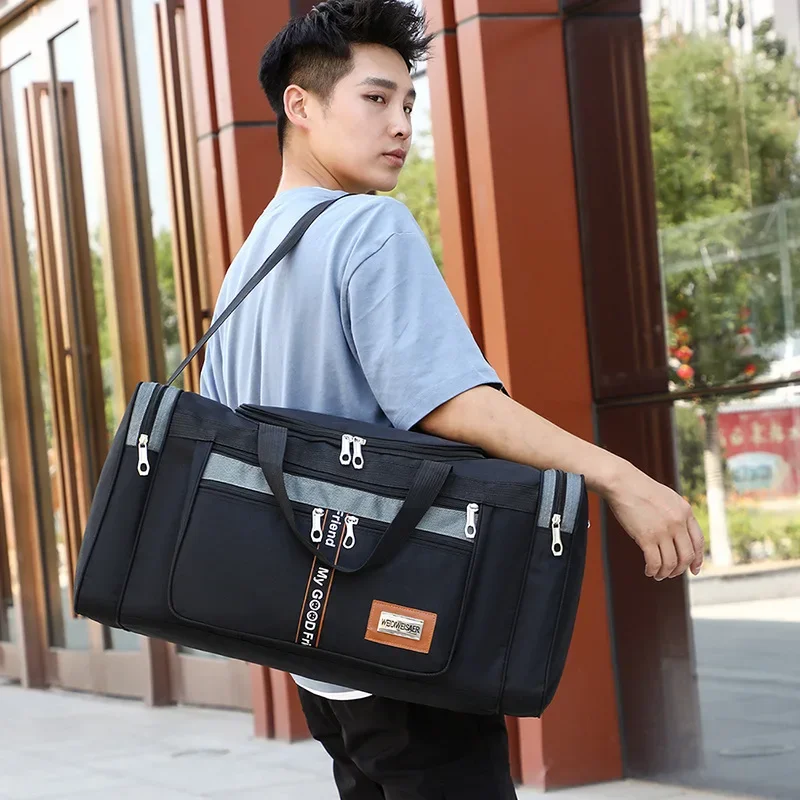 Bolsa de viaje Oxford para hombre, bolsos de viaje de gran capacidad, bolsas de equipaje portátiles para llevar al aire libre, bolsa de lona de fin de semana para estudiantes, bolsa de viaje